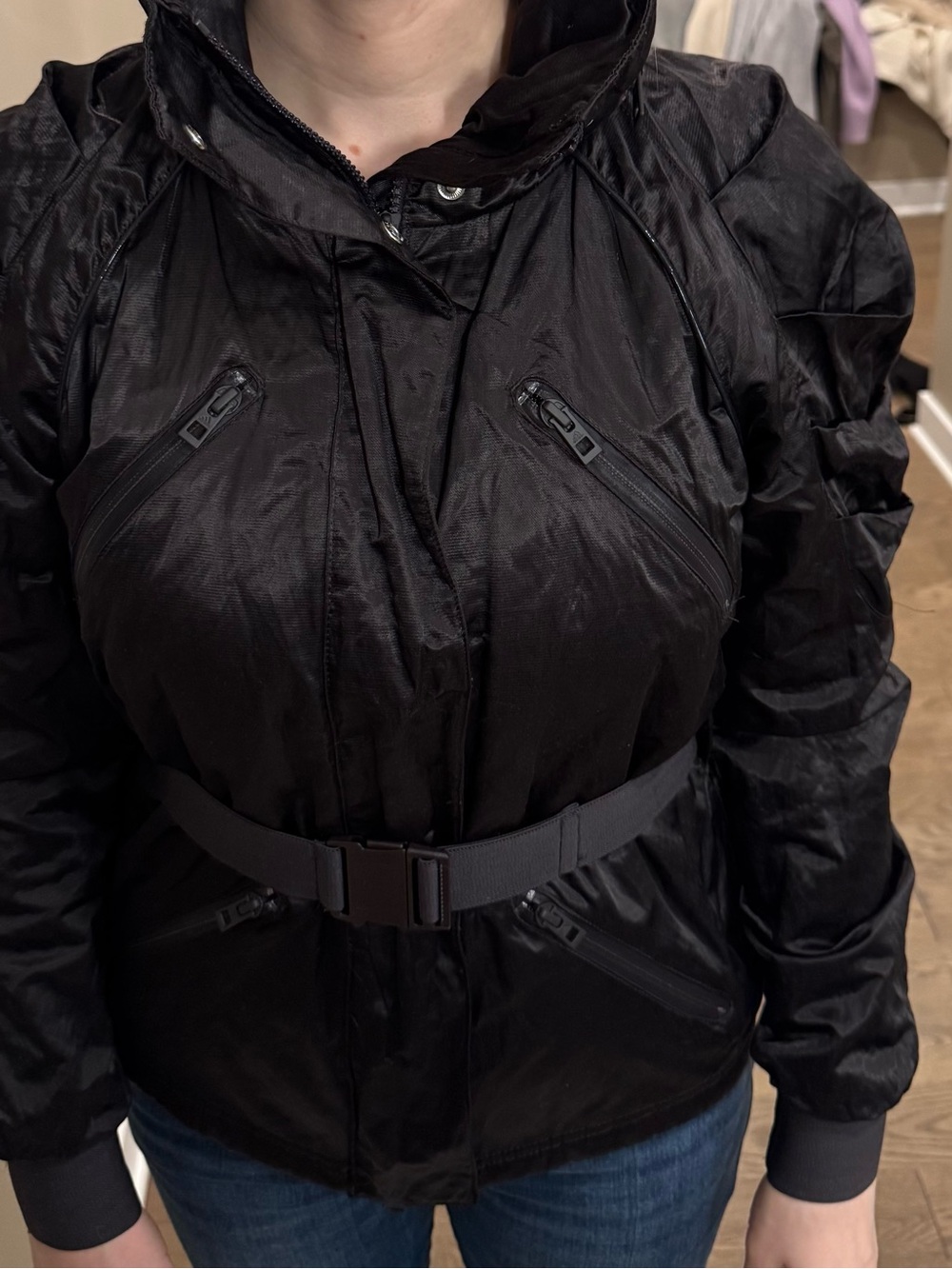 Stella McCartney Black Quilted High-Collar Puffer Jacket - Picture 3 of 6